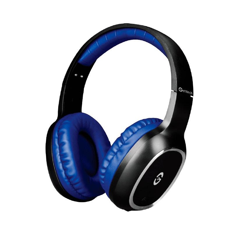 Getttech Audífonos con Micrófono GH-4640A, Bluetooth, Inalámbrico, Negro/Azul