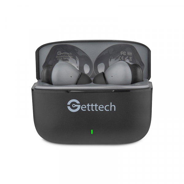 Getttech Audífonos Intrauriculares con Micrófono GUE-T8PBL-BG, Inalámbrico, Bluetooth, USB-C, Negro