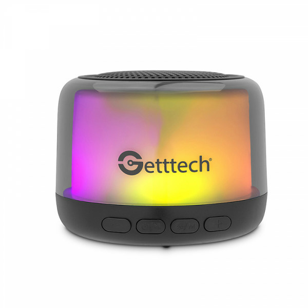 Getttech Bocina Portátil Mini TWS RGB Wireless Speaker, Bluetooth, Inalámbrico, 3W RMS, USB, Negro