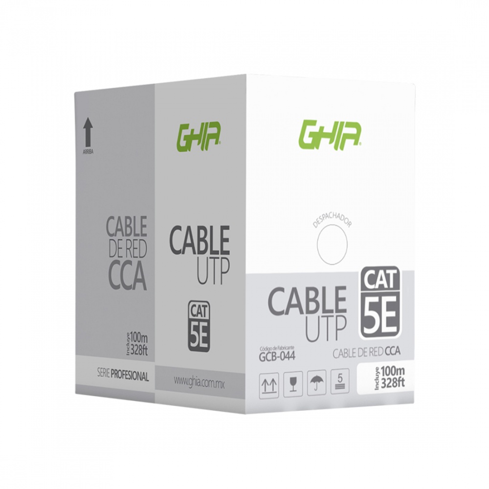 Ghia Bobina de Cable Ethernet Cat5e, UTP, 100 Metros
