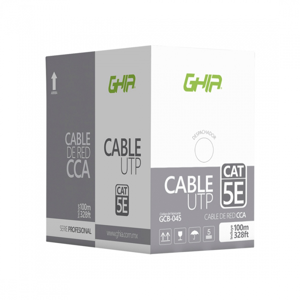 Ghia Bobina de Cable Ethernet Cat5e, UTP, 100 Metros