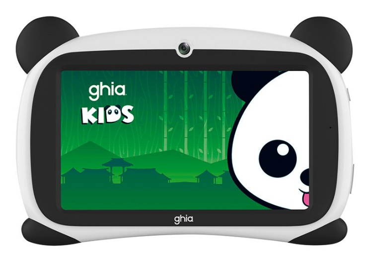 Tablet Ghia para Niños Panda Ojos Verdes 7" 1024x600, 64GB, 4GB RAM, Android 15, Blanco