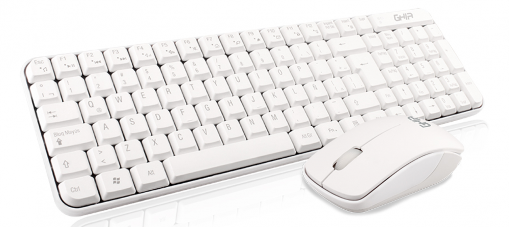 Kit de Teclado y Mouse Ghia GT4000WG, RF Inalámbrico, Blanco (Español)