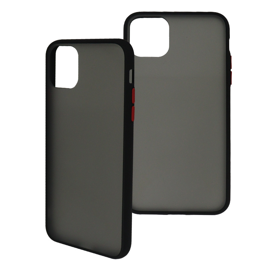 Ghia Funda con Mica AC-8923, para iPhone 11 Pro Max, Negro/Semitransparente