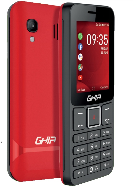 Celular Ghia KoX1 2.4", Doble SIM, Bluetooth, Negro/Rojo