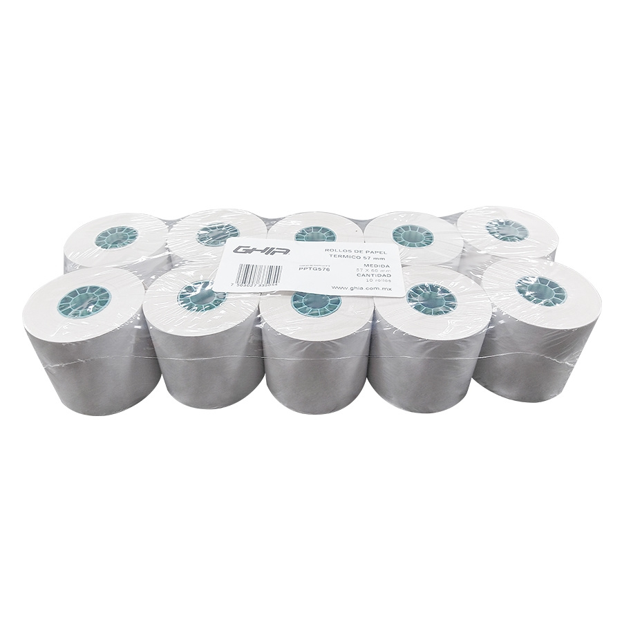 Ghia Papel Térmico 57mm x 60mm, Reacción Negro, 10 Piezas