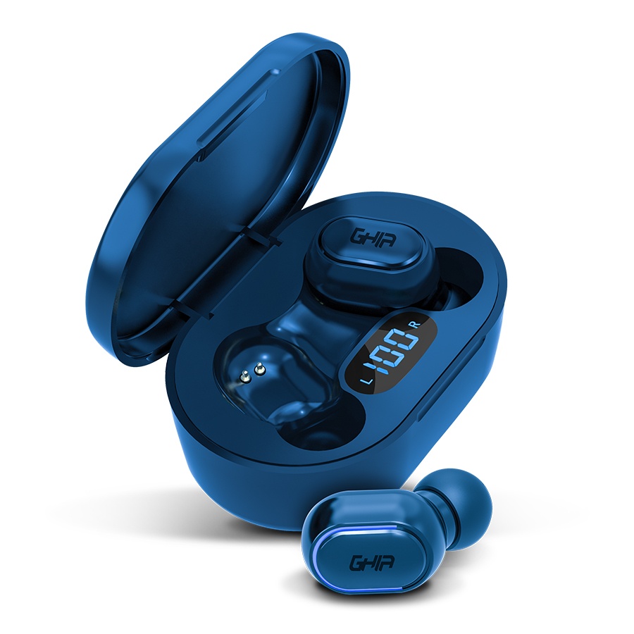 Ghia Audífonos Intrauriculares TWS-1A, Inalámbrico, Bluetooth, Azul