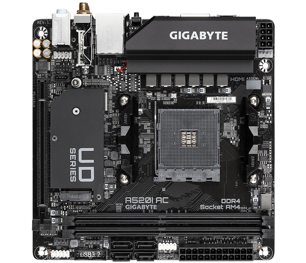 Tarjeta Madre Gigabyte Mini-ITX A520I AC, S-AM4, AMD A520, HDMI, 64GB DDR4 para AMD
