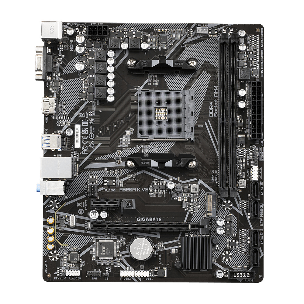 Tarjeta Madre Gigabyte Micro-ATX A520M K V2, S-AM4, AMD A520, HDMI, 64GB DDR4 para AMD