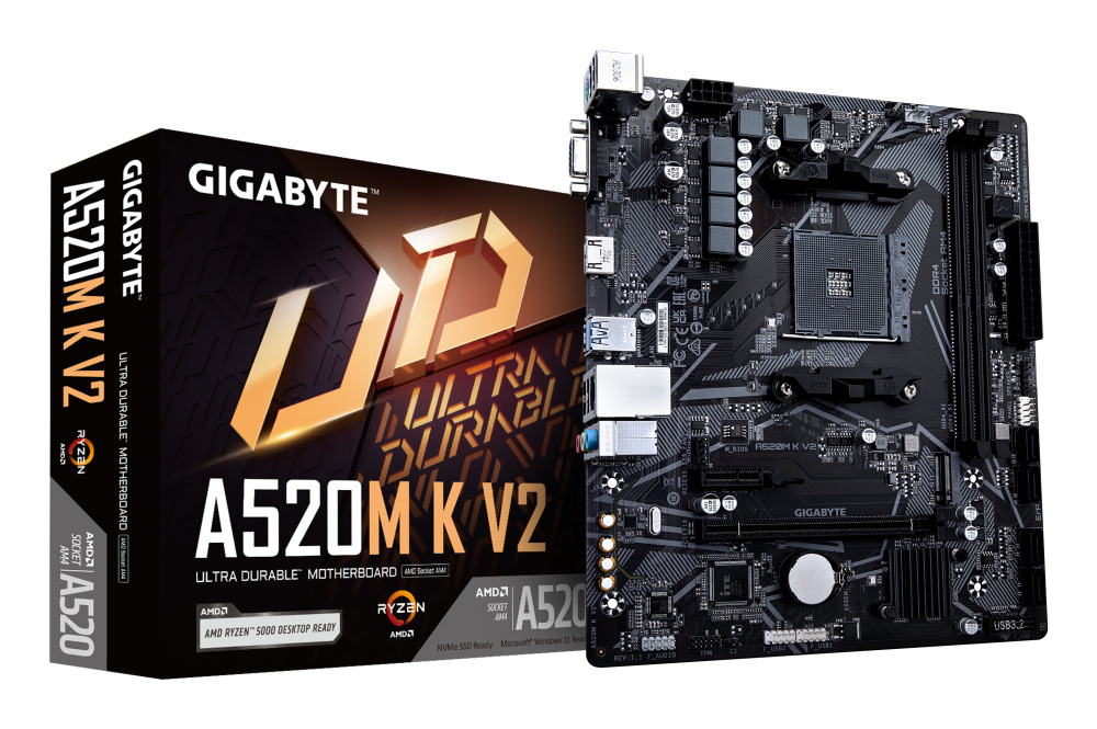 Tarjeta Madre Gigabyte A520M K V2, Micro-ATX, Socket AM4, AMD A520, 64GB DDR4, HDMI para AMD ― No incluye la caja original.