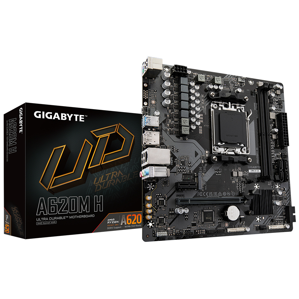 Tarjeta Madre Gigabyte Micro-ATX A620M H, S-AM5, AMD A620, HDMI, 96GB DDR5 para AMD ― Sin lámina del back panel.