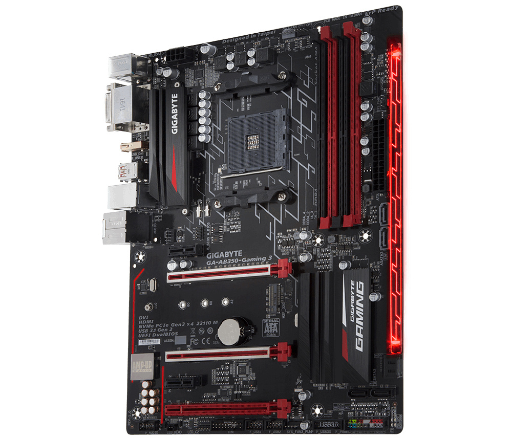 Tarjeta Madre Gigabyte ATX GA-AB350-GAMING 3, S- AM4, AMD B350, HDMI, 64GB DDR4 para AMD