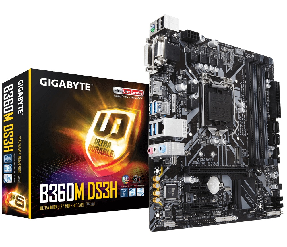 Tarjeta Madre Gigabyte microATX B360M DS3H, S-1151, Intel B360 Express, HDMI, 64GB DDR4 para Intel ― Compatibles solo con 8va y/o  9va Generación (Revisar modelos aplicables)