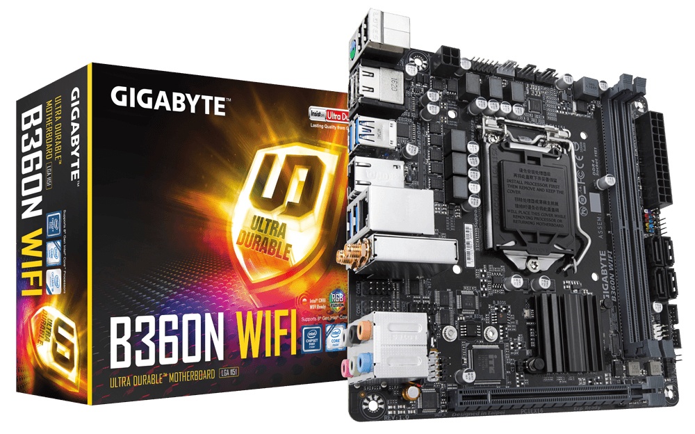 Tarjeta Madre Gigabyte mini ITX B360N WIFI, S-1151, Intel B360 Express, HDMI, 32GB DDR4 para Intel ― Compatibles solo con 8va y/o  9va Generación (Revisar modelos aplicables)