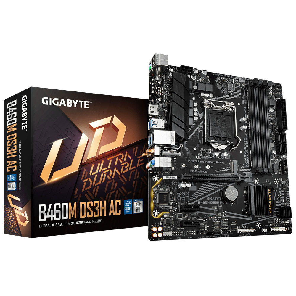 Tarjeta Madre Gigabyte Micro ATX B460M DS3H AC V2, S-1200, Intel B460, HDMI, 128GB DDR4 para Intel ― No es Compatible con Procesadores Intel 11va. Generación