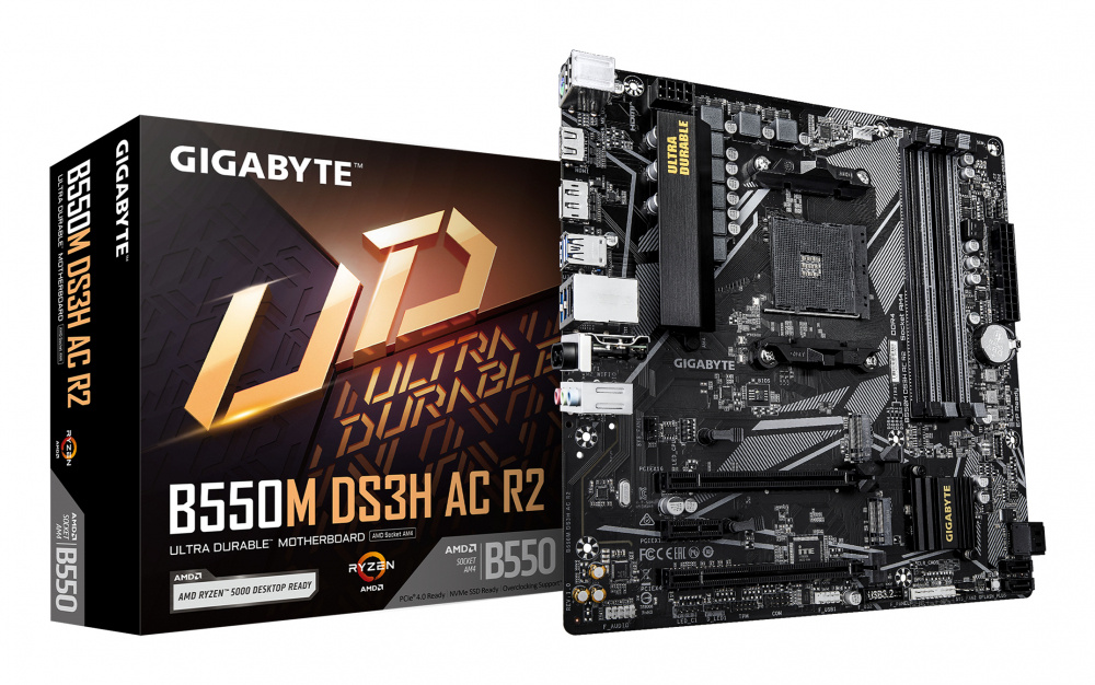 Tarjeta Madre Gigabyte B550M DS3H AC, Micro-ATX, Socket AM4, AMD B550, 128GB DDR4, HDMI/DP para AMD