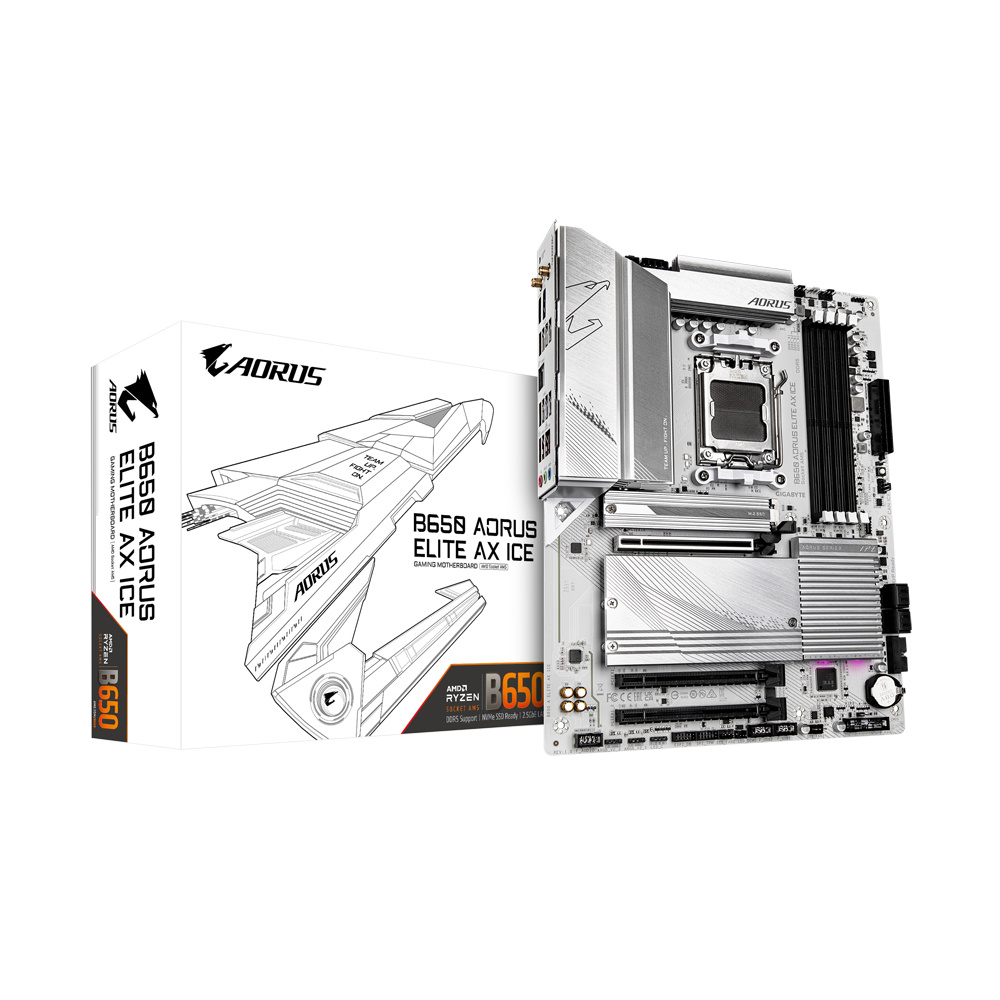 Tarjeta Madre Gigabyte B650 AORUS ELITE AX ICE, ATX, Socket AM5, AMD B650, 192GB DDR5, HDMI/DP para AMD