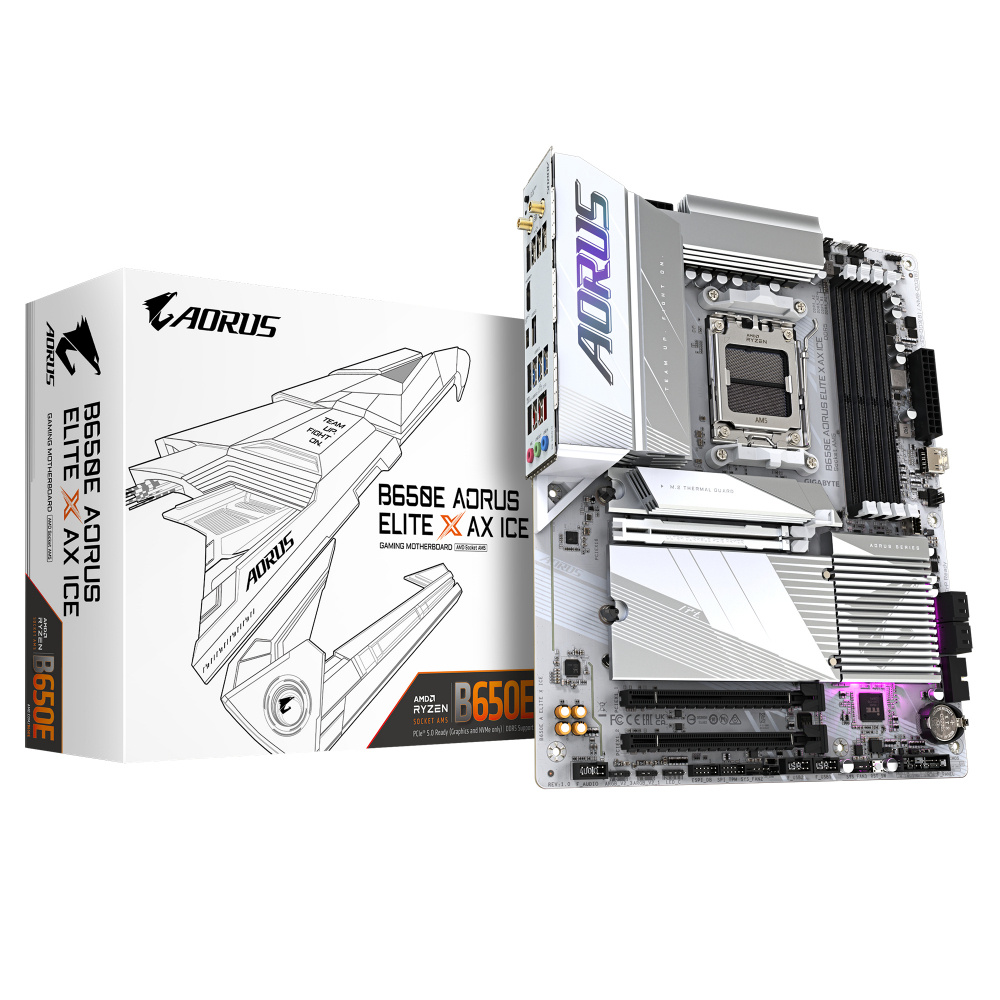 Tarjeta Madre Gigabyte B650E AORUS ELITE X AX ICE, ATX, Socket AM5, AMD B650, 256GB DDR5, HDMI para AMD 