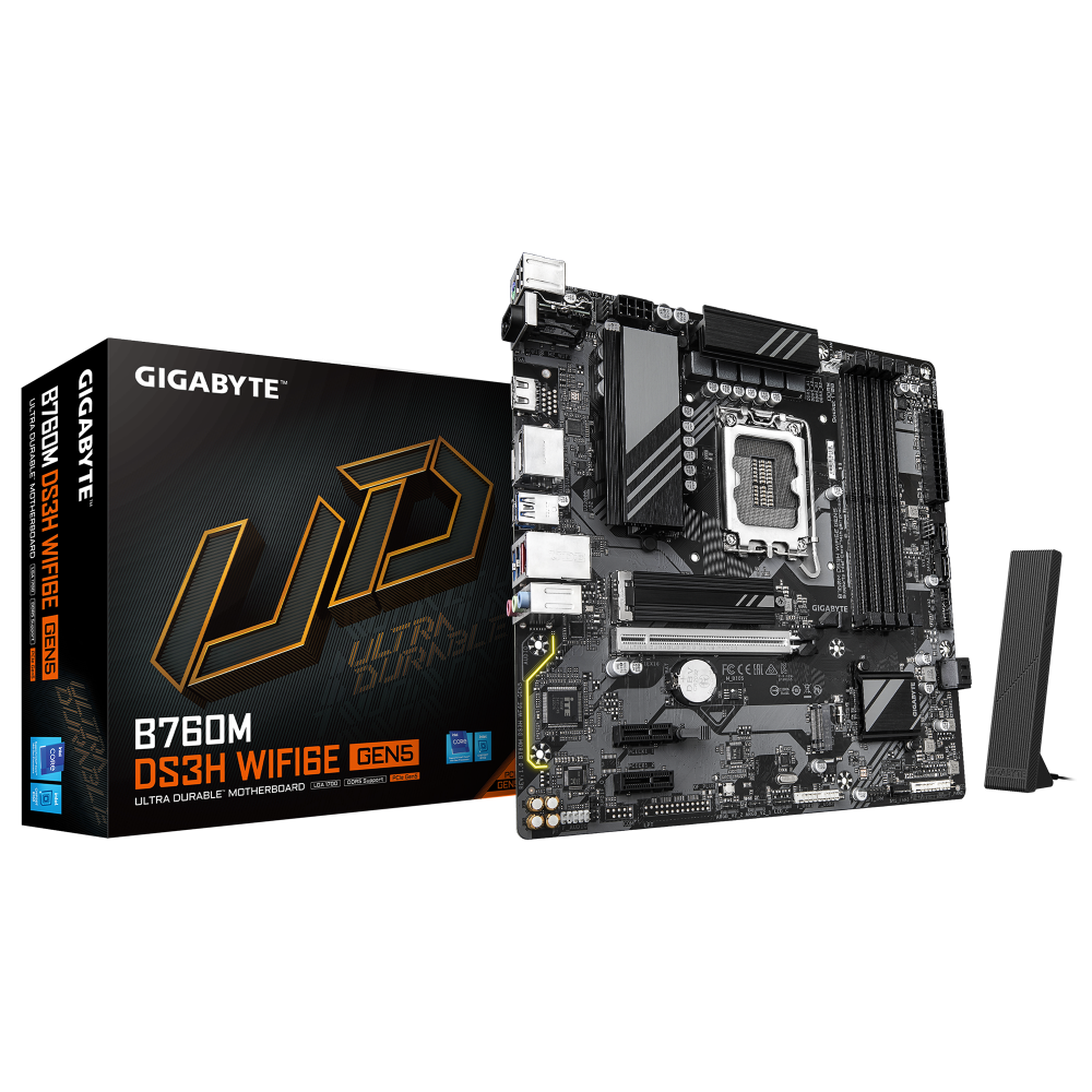 Tarjeta Madre Gigabyte B760M DS3H WF6E GEN5, Micro-ATX, LGA 1700, Intel B760, 256GB DDR5, HDMI/DP para Intel