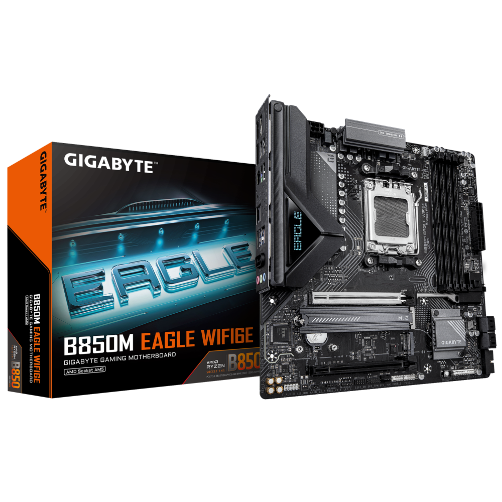 Tarjeta Madre Gigabyte B850M EAGLE WIFI6E, Micro-ATX, Socket AM5, AMD B850, 256GB DDR5, HDMI/DP para AMD