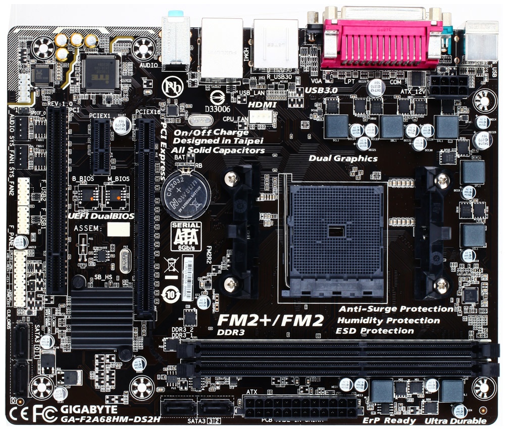 Tarjeta Madre Gigabyte micro ATX F2A68HM-DS2H, S-FM2+, AMD A68H, HDMI, 64GB DDR3, para AMD