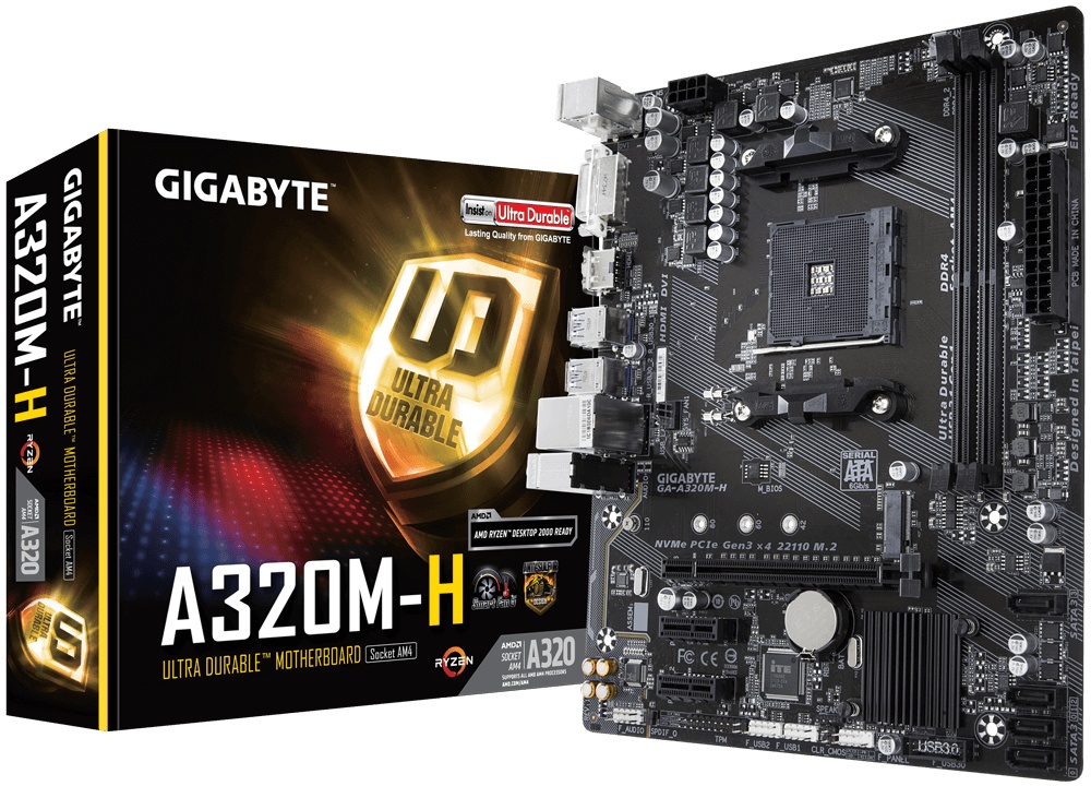 Tarjeta Madre Gigabyte Micro ATX GA-A320M-H, S-AM4, AMD A320, HDMI, 32GB DDR4 para AMD ― Incluye Procesador AMD Ryzen 5 1600