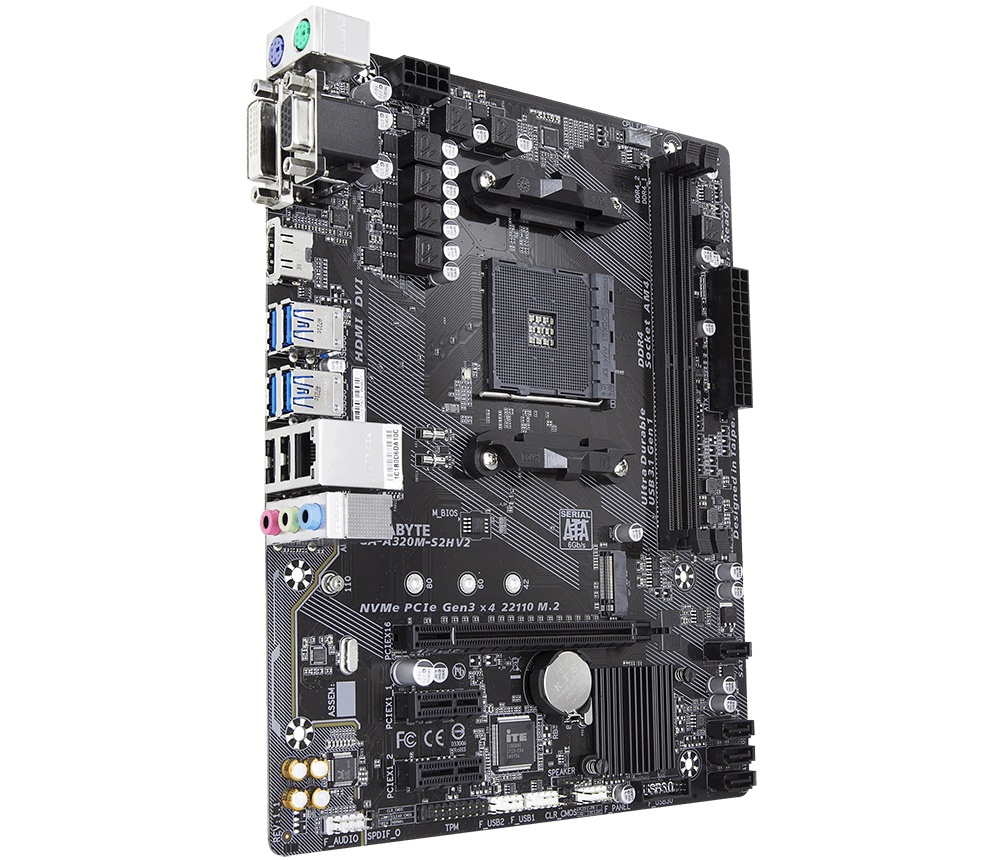 Tarjeta Madre Gigabyte Micro ATX GA-A320M-S2H V2, S-AM4, AMD B350, HDMI, 32GB DDR4 para AMD ― Requiere Actualización de BIOS para la Serie Ryzen 3000