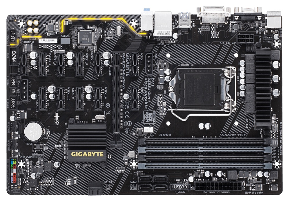Tarjeta Madre Gigabyte ATX GA-B250-FinTech, S-1151, Intel B250, 64GB DDR4 para Intel