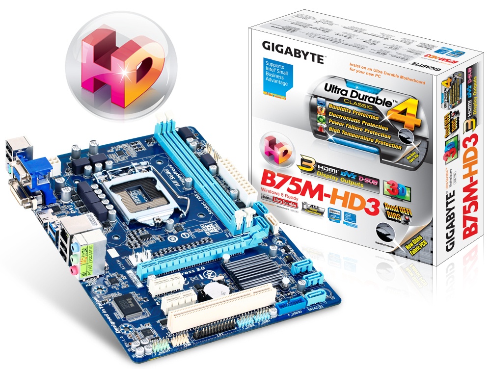 Tarjeta Madre Gigabyte micro ATX GA-B75M-HD3 (rev. 1.0), S-1155, Intel B75, HDMI, 16GB DDR3, para Intel
