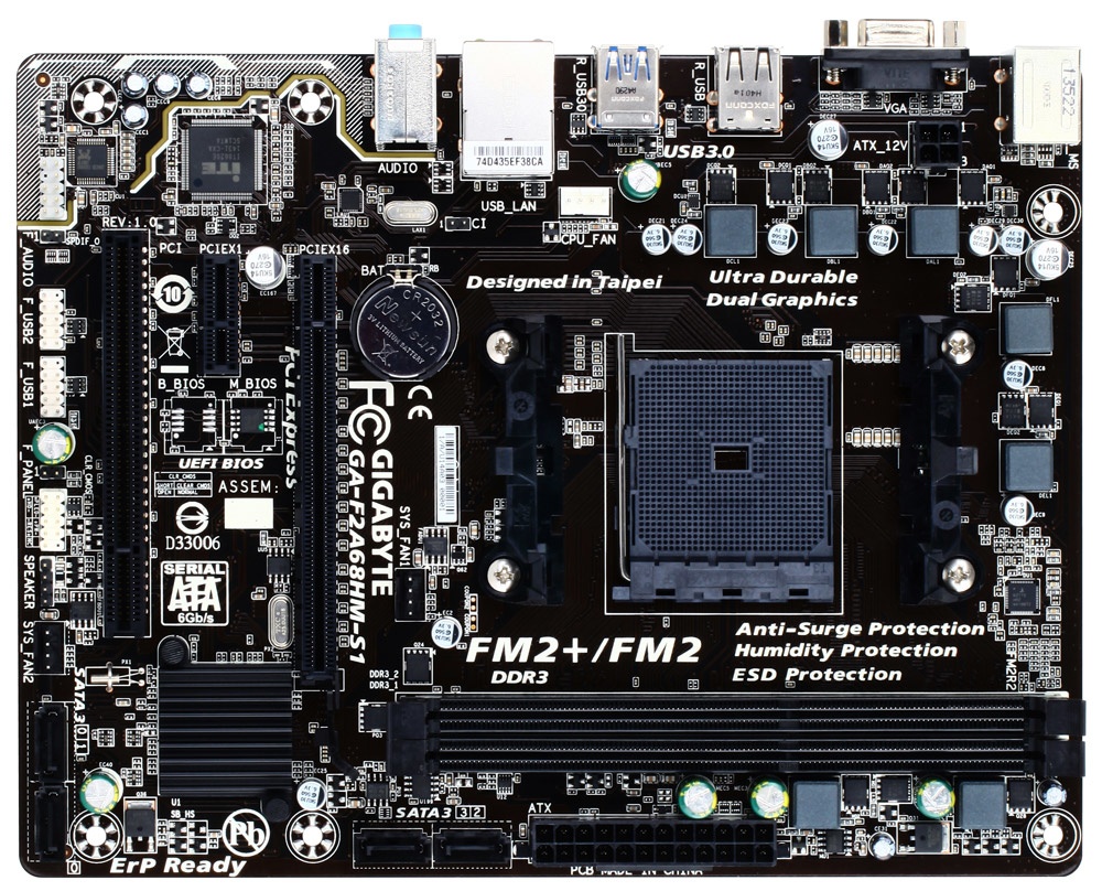 Tarjeta Madre Gigabyte micro ATX GA-F2A68HM-S1, S-FM2+, AMD A68H, 64GB DDR3, para AMD