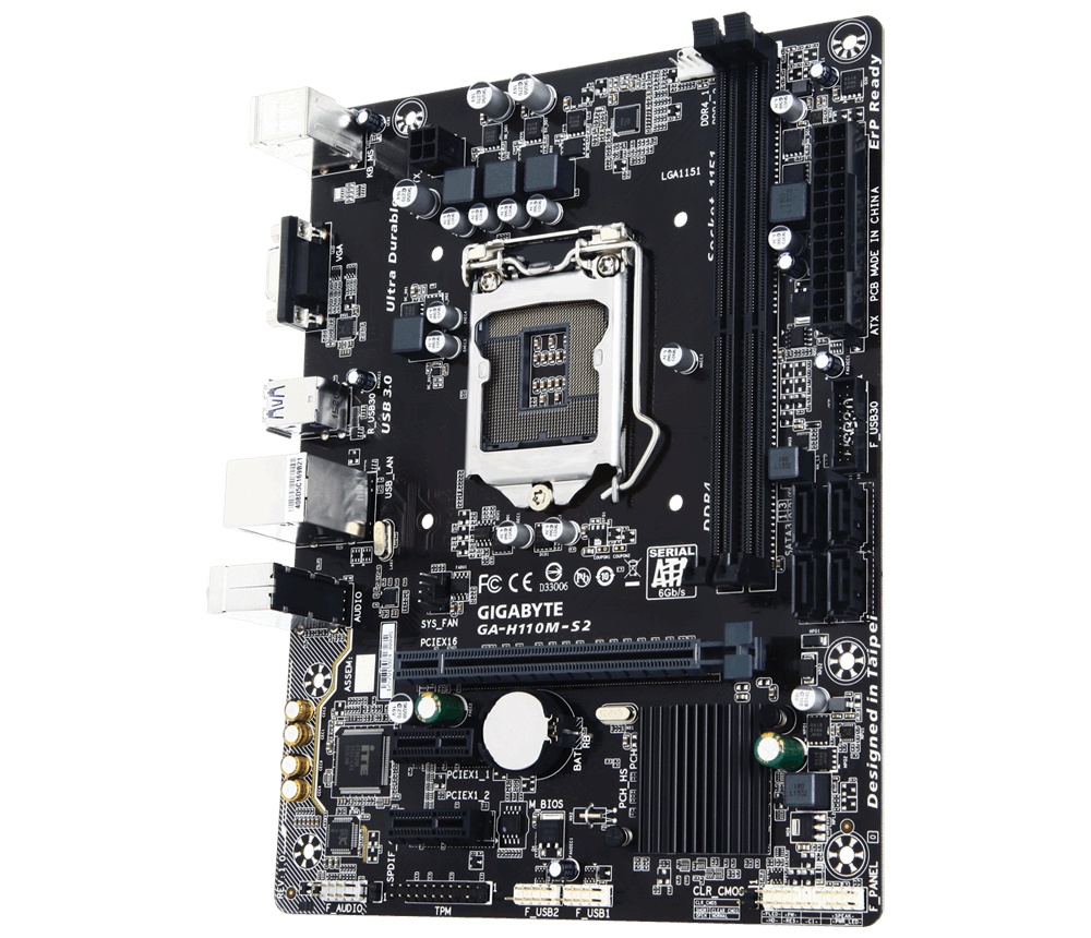 Tarjeta Madre Gigabyte micro ATX GA-H110M-S2, S-1151, Intel H110, 32GB DDR4 para Intel ― Requiere Actualización de BIOS para trabajar con Procesadores de 7ma Generación