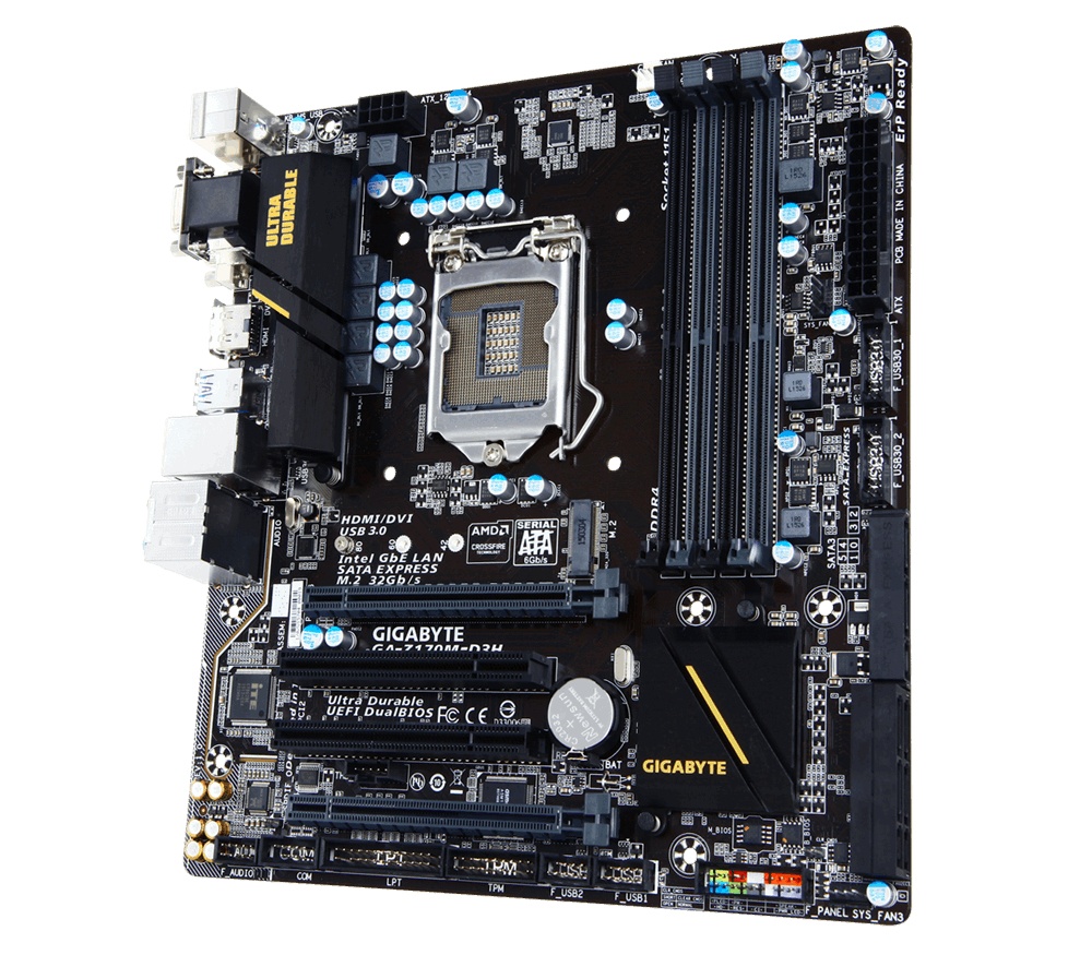 Tarjeta Madre Gigabyte micro ATX GA-H170M-D3H, S-1151, Intel H170, HDMI, 64GB DDR4 para Intel ― Requiere Actualización de BIOS para trabajar con Procesadores de 7ma Generación