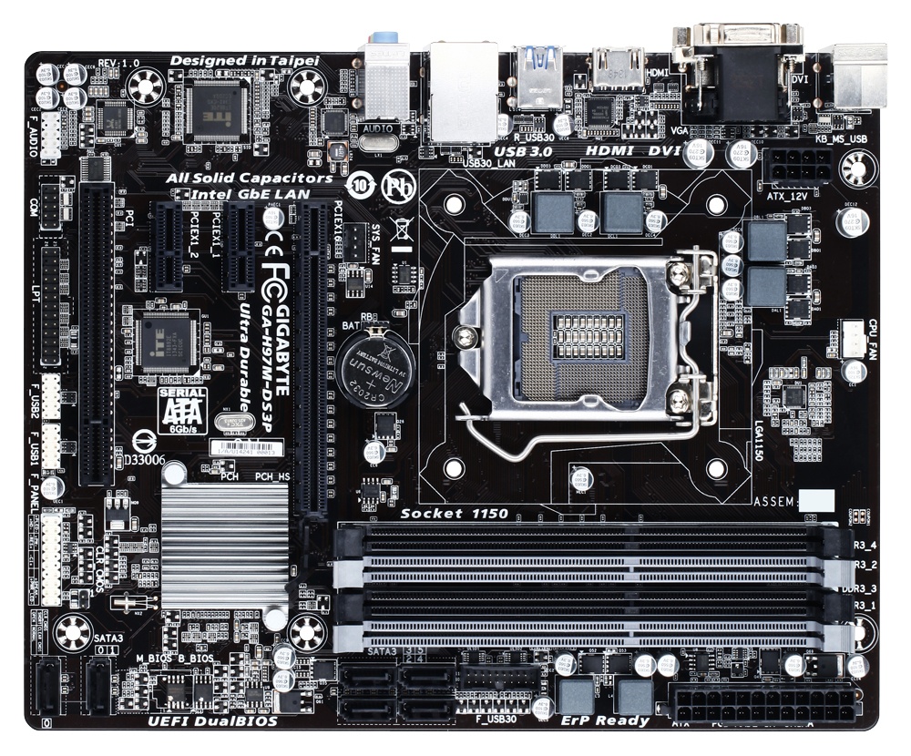 Tarjeta Madre Gigabyte ATX GA-H97M-DS3P, S-1150, Intel H97, HDMI, 32GB DDR3, para Intel