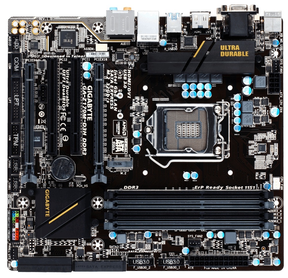 Tarjeta Madre Gigabyte micro ATX GA-Z170M-D3H DDR3, S-1151, Intel Z170, HDMI, 32GB DDR3, para Intel