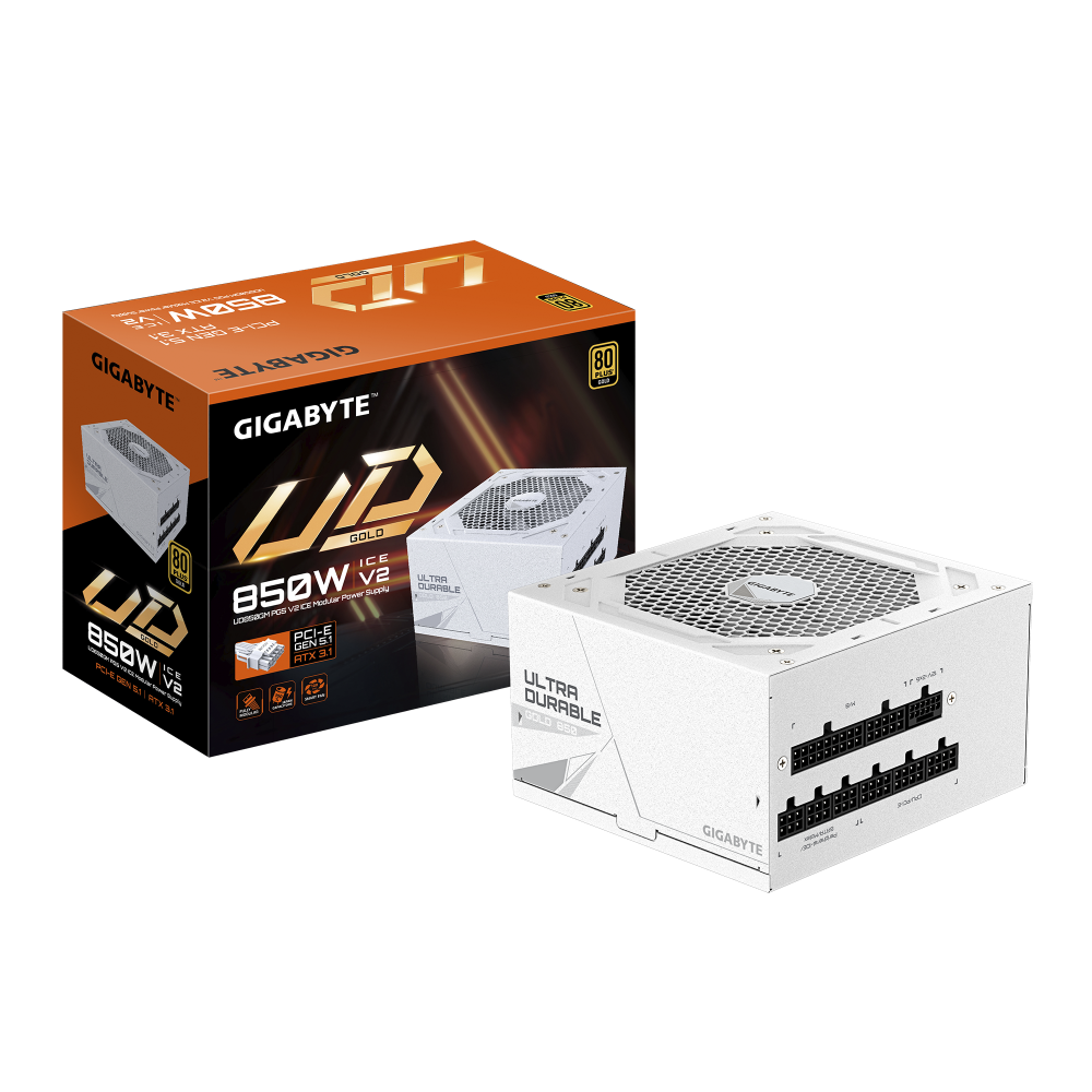 Fuente de Poder Gigabyte UD850GM PG5 V2 ICE 80 PLUS Gold ATX, Modular, 24-pin ATX, 12VHPWR, 120mm, 850W