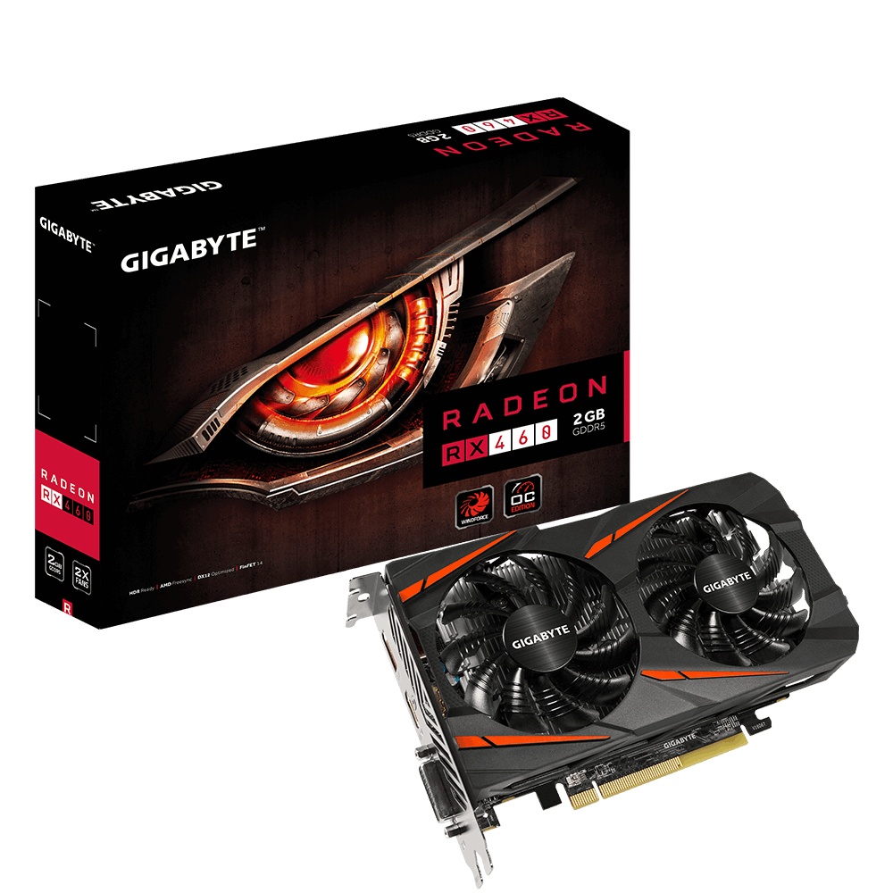 Tarjeta de Video Gigabyte AMD Radeon RX 460 OC WINDFORCE 350W, 2GB 128-bit GDDR5, PCI Express 3.0 x8