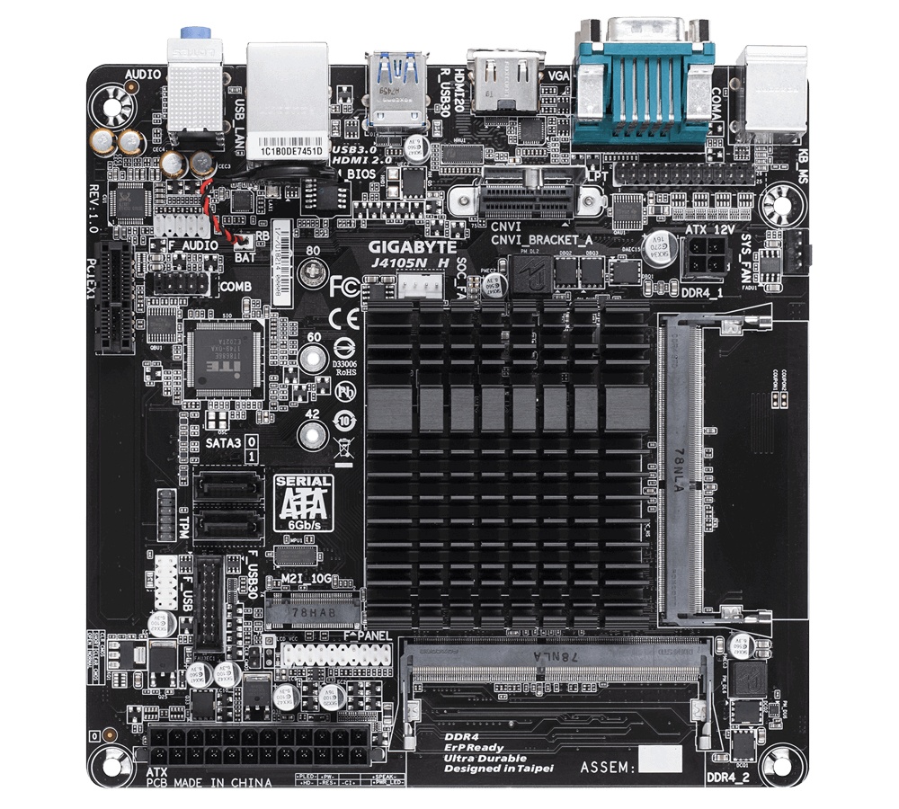 Tarjeta Madre Gigabyte mini ITX J4105N H (rev. 1.0), Intel Celeron J4105 Integrada, HDMI, 16GB DDR4 para Intel