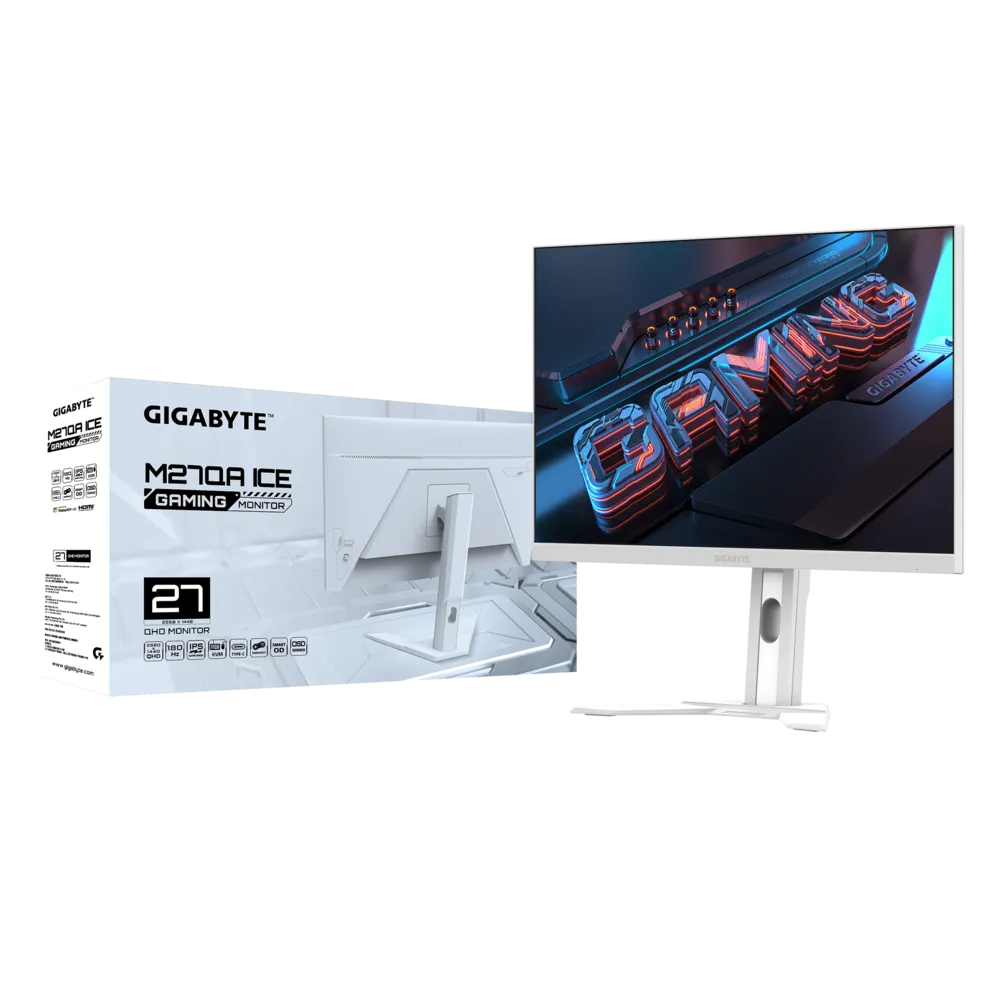 Monitor Gamer Gigabyte M27QA ICE LED 27", 2560x1440 Quad HD, 180Hz, HDMI/DisplayPort, Blanco
