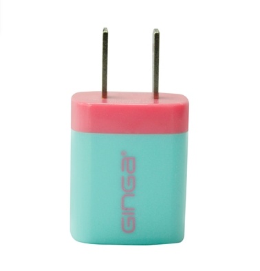 Ginga POP Cubo Cargador de Pared, 1A, USB 2.0, Rosa/Aqua