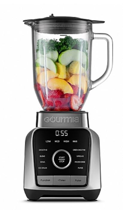 Gourmia Licuadora GPB3125, 2 Litros, 1250W, 4 Velocidades, Negro/Plata