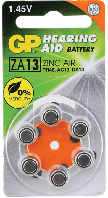 GP Batteries Pila Auditiva A13, 1.45V, 6 Pilas
