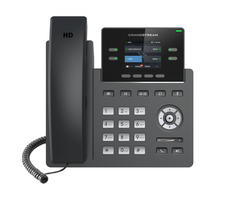 Grandstream Teléfono IP GRP2612P con Pantalla 2.4", Alámbrico, 2 Líneas, 4 Teclas Programables, Altavoz, Negro