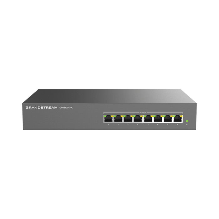 Switch Grandstream Gigabit Ethernet GWN7701PA, 8 Puertos 10/100/1000Mbps (8x PoE), 16 Gbit/s, 8.000 Entradas - no Administrable