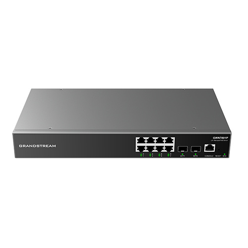 Switch Grandstream Gigabit Ethernet GWN7801, 8 Puertos 10/100/1000Mbps + 2 Puertos SFP, 20 Gbit/s, 8.000 Entradas - Administrable