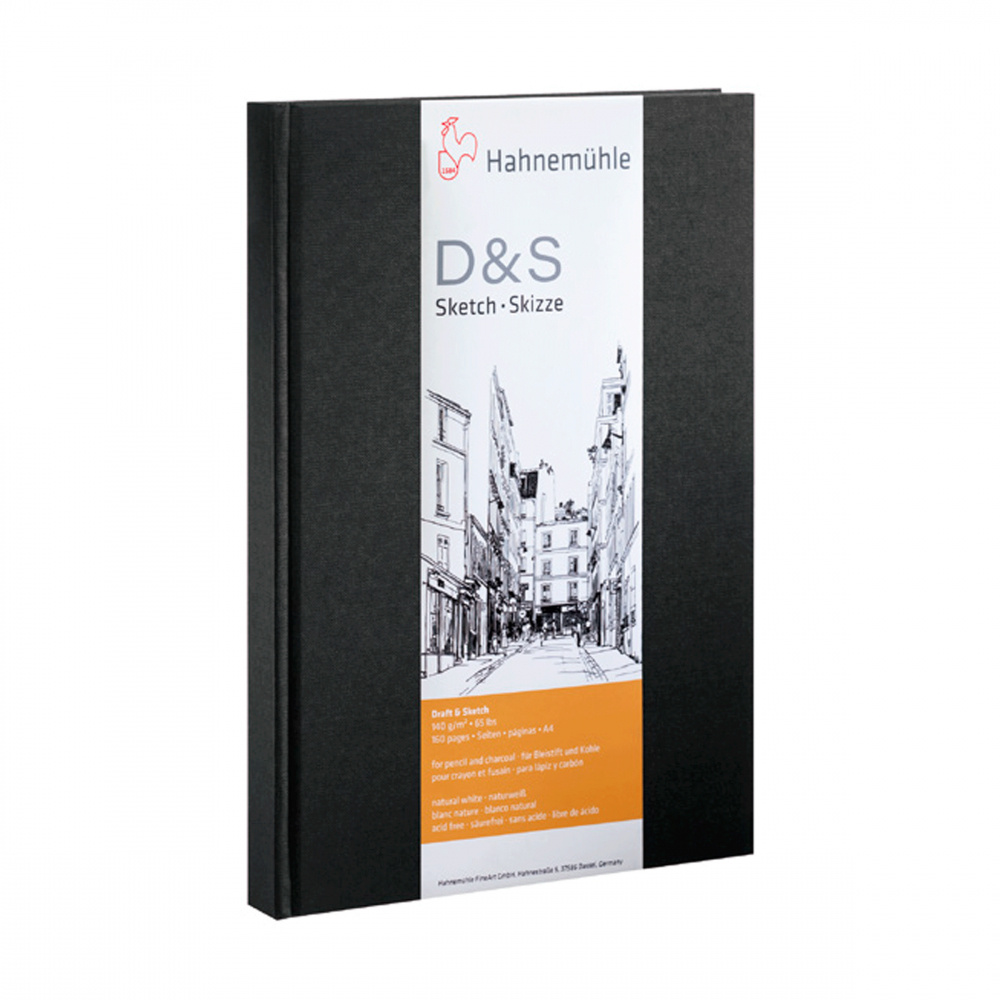 Hahnemühle Cuaderno Sketch D&S, A6, 10.5 x 14.8cm, 62 Hojas, Negro, para Dibujo