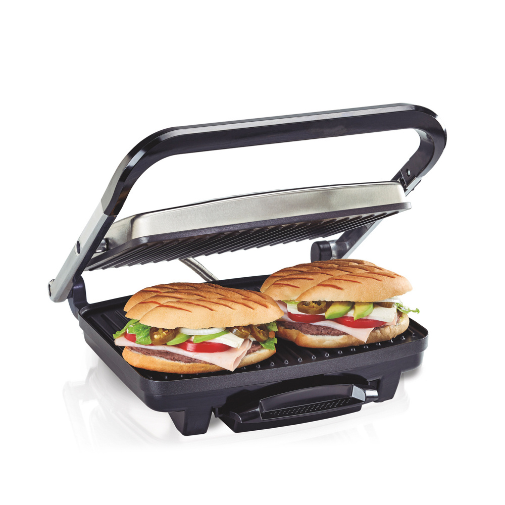 Hamilton Beach Sandwichera 25410, 2 Bocadillos, Negro/Gris
