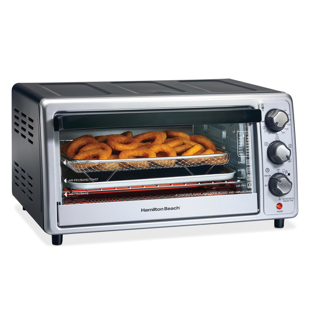 Hamilton Beach Horno Eléctrico Tostador/Freidor de Aire 31416, 1500W, Plata