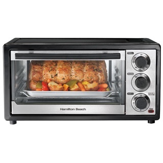 Hamilton Beach Horno Eléctrico Tostador 31508, Negro/Metálico