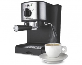 Hamilton Beach Cafetera para Espresso y Capuchino 40791-IN, 900ml, 1350W, 15bar, Negro/Metálico