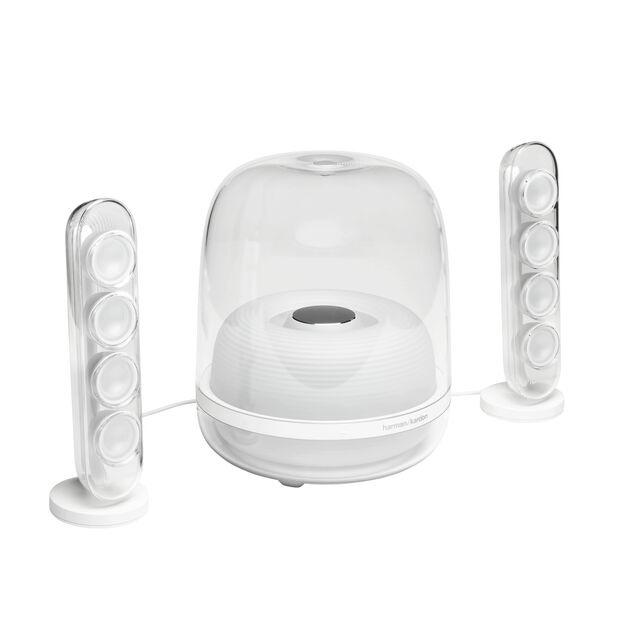 Harman Kardon Sistema de Bocinas con Subwoofer SoundSticks 4, Alámbrico/Inalámbrico, 2.1 Canales, 140W RMS, Transparente/Blanco